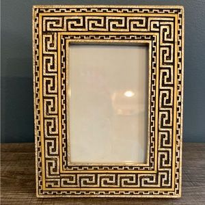 Vintage Photo Frame Greek Key Heavy 3x5 Unique Gold Silver